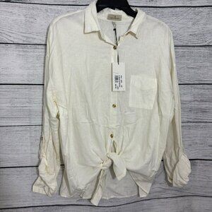 NWT Thread and Supply Linen Button Down Size L